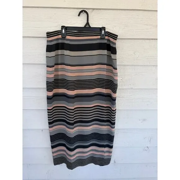 Josephine Chaus Collection Striped Pencil Skirt Size 16 Blush Gray Black Office - Picture 2 of 7